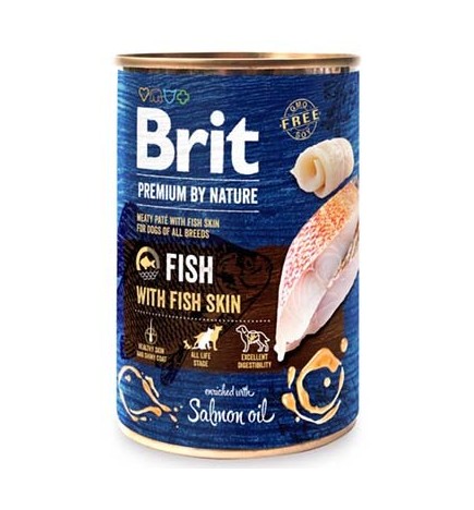 BRIT PR CANS FISH WTH FISH SKIN  800GR