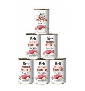 BRIT DOGG CANS MONOPR  BEEF&RICE 400GR